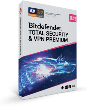 Bitdefender Total Security 2023 + Premium VPN – 10 Devices – 1 Year