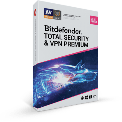 Bitdefender Total Security 2024 + Premium VPN – 10 Devices – 1 Year