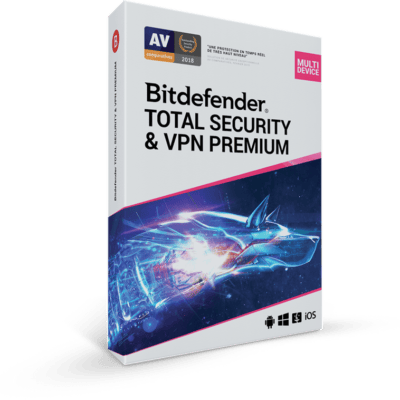 Bitdefender Total Security 2023 + Premium VPN – 10 Devices – 1 Year